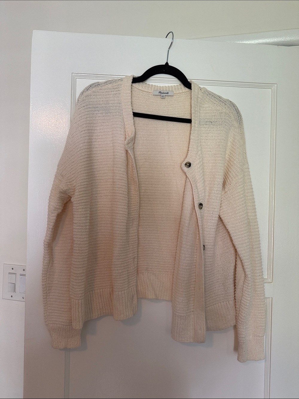 Madewell Ivory Chunky Knit Button Cardigan